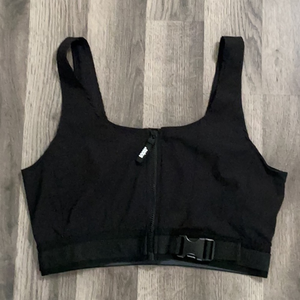 NWT Zipped Black Sports Bra
